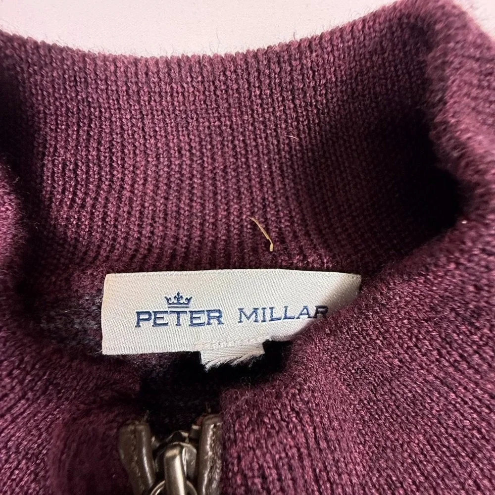 Peter Millar Sweater Mens XL Burgundy 1/4 Zip Long Sleeve Merino Wool Pullover